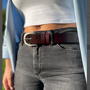 เข็มขัดหนังแท้สำหรับผู้หญิง1เส้นเข็มขัดหนังแท้เข็มขัดหนังสีน้ำตาลลายเต็ม - Product Image 2