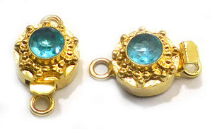 <b>Blue</b> <b>Topaz</b> Gemstone 1 2 3 Strand Jewelry Making Clasp B623 18K Gold Plated Shape Box with 21X12MM Size" - Product Image 2