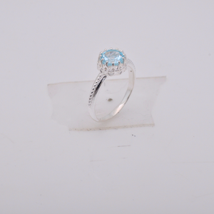 Hecho a mano 925 plata esterlina azul Topacio piedra preciosa anillo bisel ajuste joyería para mujer compromiso fiesta aniversario regalo Idea - Product Image 1