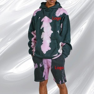 Men's Women's Custom Logo Printed Oversize Two-Piece Sporty Tracksuit <b>Hoodie</b> Jogger <b>Shorts</b> Set <b>Short</b> <b>Sleeves</b> Breathable for - Product Image 3