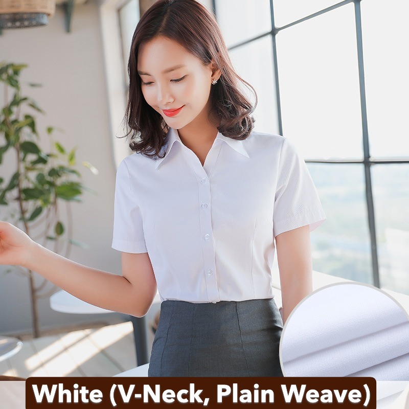 Blanc (Col Ouvert, Tissage Uni)