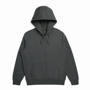 Sudadera con capucha lisa de un color de manga larga con cremallera para hombre, sudaderas con capucha informales con bolsillo y cordón - Product Image 1