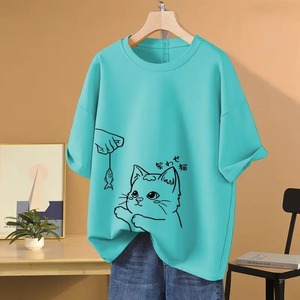 ผู้หญิงยอดนิยมพิมพ์ฤดูร้อนหลวมเสื้อยืดผ้าฝ้ายคอพื้นฐานแขนสั้นพื้นฐานหลวมทุกวันเสื้อระบายอากาศ - Product Image 4