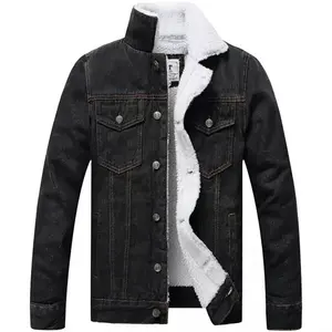 black denim fur jeans winter jacket for men