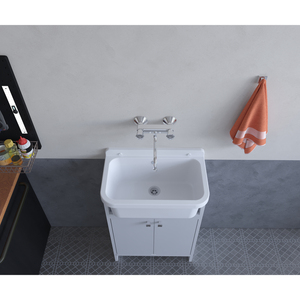 Lavandino da Esterno Salvaspazio Autoportante con Vasca Singola Quadrata 55x34x80 cm - Product Image 4