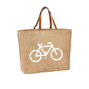 Sacs à provisions en jute fabriqués par le Bengale occidental avec poignée en cuir Design à motif géométrique à la mode - Product Image 1