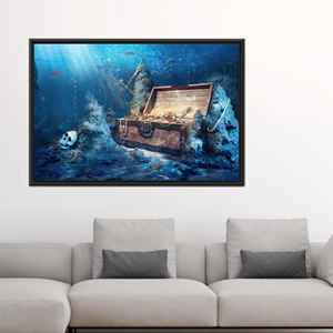 ผ้าใบพิมพ์ลาย: งานศิลปะภูมิทัศน์โจรสลัดใต้น้ำที่งดงาม,1P:กรอบสีดำ - Product Image 1