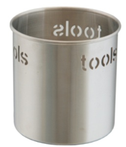 Organisateur d'ustensiles en acier inoxydable de qualité supérieure 4 Qt finition brillante découpes de rangement de cuisine en métal fente pour cuillère pour vaisselle - Product Image 3