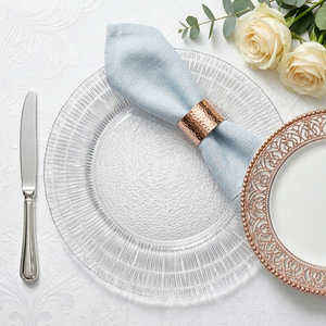 Piatti di Presentazione in Vetro Trasparente da 13 Pollici all'Ingrosso, <span class=keywords><strong>Eleganti</strong></span> <span class=keywords><strong>Sottopiatti</strong></span> Rotondi Decorativi per Matrimoni e Noleggio per Eventi - Product Image 4