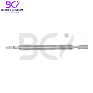 Empujador de cutículas de acero inoxidable de calidad superior Diseño antideslizante ligero duradero con hoja recta de empujador estrecho redondeado - Product Image 3