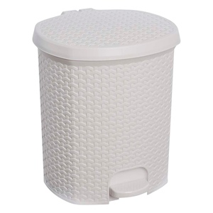 Multipurpose waste <b>bin</b>/<b>bin</b> with <b>lid</b>, rattan design, 21L capacity, size 33.5x34.5x39.2, Nordic white color - Product Image 1