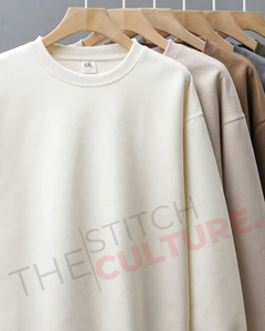 Urban Luxe 350 GSM Oversized <b>Crewneck</b> Sweatshirt Unisex Thick Cotton Drop Shoulder Pullover Custom Logo Wholesale OEM Supply - Product Image 1