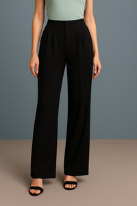 Nouvelle couleur unie pour femmes élégant décontracté taille haute droite pantalon à jambes larges pantalons pour femmes - Product Image 4