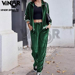 <b>Womens</b> Velvet <b>Velour</b> Tracksuits 2 Piece <b>Lounge</b> <b>Sets</b> Stylish Zip up Sweatshirt and Sweatpants Pockets Soft Comfortable - Product Image 3