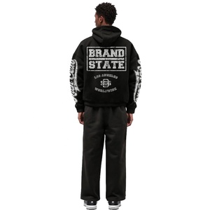 2026 <b>Top</b> Winter Outdoor Windproof Eco-Friendly Plus Size Solid Long Sleeve Zipper Hoodie & Flared Sweat Pants Two-Piece Set - Product Image 2