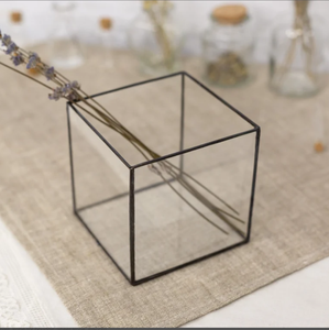 Pot à bougie vide en verre avec couvercle en bambou en gros coloré givré ambre noir clair Valentine impression fait à la main soie métal cylindre - Product Image 2