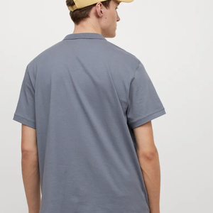 Algodón con logotipo bordado personalizado del fabricante para camisetas polo para hombre, botón de punto, manga corta, rayas, patrón sólido - Product Image 5