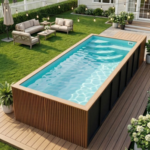 Piscina Elevada de WPC con Estructura de Acero, Diseño Personalizable y Cascada, Equipada con Bomba de Piscina y Cubierta para Piscina Familiar - Product Image 1
