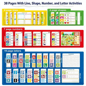 Quaderno di Apprendimento Riutilizzabile per Prescuola, Libro Educativo per l'Allenamento di Alfabeto, Numeri e Calligrafia per Bambini - Product Image 3