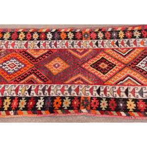 Vintage <b>Runner</b> Rug, 2.7x10.9 ft Turkish Rug, <b>Red</b> Herki Wool Rug - Product Image 4