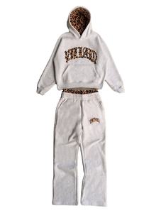 Conjunto Deportivo Personalizado de Doble Capa de Felpa con Capucha y Cremallera, Pantalones de Pierna Recta, Bordado Desgastado, para Hombre, Invierno, Talla Grande, Lavado Ácido - Product Image 2