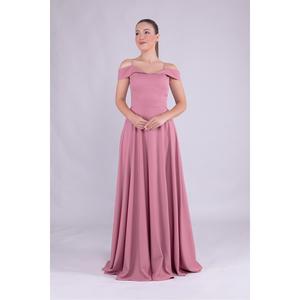 Abito da sera in rosa polverosa lunghezza Maxi con tracolla dettagliata - Product Image 6