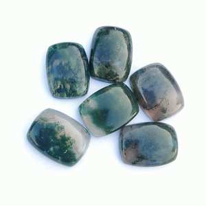 Agate mousse octogone calibré taille 4x6mm à 20x30mm dos plat pierre précieuse en vrac pour la fabrication de bijoux de boucles d'oreilles en argent - Product Image 5