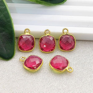 Dijes de Calcedonia Aqua de 8mm con Engaste de Plata de Ley 925, Dijes de Calcedonia Chapados en Oro para la Fabricación de Joyas - Product Image 2