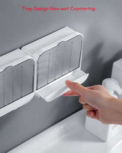 Boîtes d'emballage de savon de salle de bain en plastique écologique avec logo personnalisé, porte-savon mural simple pour accessoires de douche et d'évier - Product Image 3