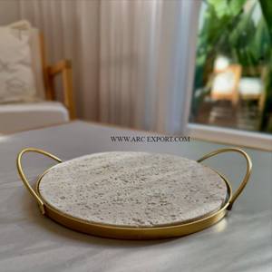 Ustensiles de cuisine Plateau de service à pain et en-cas en marbre Forme et taille personnalisées Vaisselle de table Plateau de service décoratif pour aliments - Product Image 6