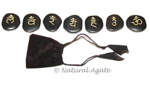 Emballage personnalisé, ensembles de disques ronds chakra, ensembles de disques chakra gravés avec pochette noire - Product Image 5