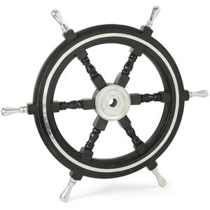 Décor de roue en bois et laiton nautique de meilleure qualité pour décor et accessoires de bureau de plage de bateau - Product Image 1
