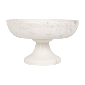 Bol sur piédestal en pierre de travertin naturelle, fait à la main, bol à fruits sur pied solide pour centre de table, présentoir de cuisine et maison de luxe - Product Image 5