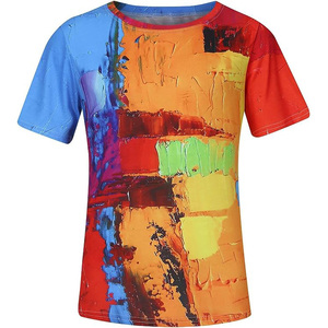 Camiseta unisex de manga corta con cuello redondo alto para hombre, diseño personalizado, Impresión de logotipo, sublimación Digital 3D, camiseta de manga corta - Product Image 1
