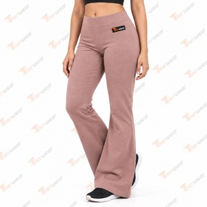 Pantalon large taille haute pour femme, couleur unie, coupe ample, longueur intégrale, en coton tricoté et élasthanne, décontracté, respirant, élastique, idéal pour le printemps - Product Image 5