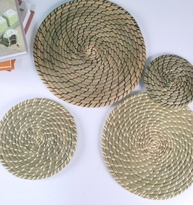 Hands Round Handwoven Natural Seagrass <b>Coasters</b>, Natural <b>Woven</b> Seaweed Tea Cups, 100% Natural Sustainable Jute Ropes - Product Image 2