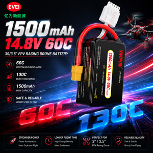 Batterie Lipo de haute qualité pour drone FPV 1500mAh 14.8V 60C avec connecteur XT60, spécialement conçue pour les drones de course FPV de 3,5 pouces - Product Image 5