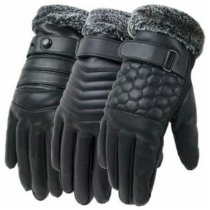 Gants de mode d'hiver pour femmes, gants en cuir chauffants avec fonction tactile, gants d'hiver noirs - Product Image 2