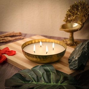 อุปกรณ์งานรื่นเริงและงานปาร์ตี้ชามทองเหลือง Urli สําหรับทําอาหารและเสิร์ฟจานพร้อมหม้อเสิร์ฟตกแต่งแบบโปแลนด์เงา - Product Image 1