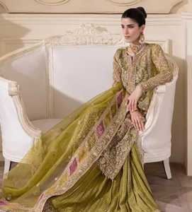 OEM Service Custom Size Heavy Handmade Embroidery Modern Lace Wedding Party Wear Gharara <b>Dress</b> Indian Pakistani Boutique Women - Product Image 6