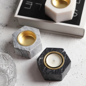 Juego de 3 portavelas de mármol negro hecho a mano, contenedor de velas votivas y soporte de Pilar, tarros de linterna de piedra decorativa - Product Image 6