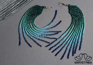 Modern <b>Turquoise</b> Glass <b>Bead</b> Earrings with Cascading Fringe Design Unique Jewelry Gift From MS Handicraft - Product Image 6