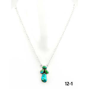 Collier en forme de goutte d'eau en turquoise et argent sterling, style Southwest South Hill - Product Image 1