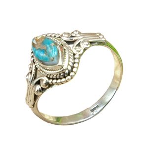 Anillo de Turquesa Azul Cobre, Anillo de Plata de Ley 925, Anillo Hecho a Mano con Diseño Único, Anillo de Piedras Preciosas, Joyería de Turquesa, Regalo - Product Image 1