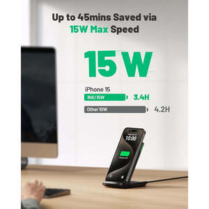 INIU 15W stazione di ricarica Wireless veloce con certificazione Qi e luce adattiva per dormire caricabatterie Wireless 5V/1A 20V uscite compatibili - Product Image 3