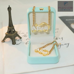 Pendentif double couche en plaqué or 3D 18 carats avec nom personnalisé pour collier de femmes Colliers de bijoux de mode - Product Image 2