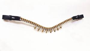 สายคาดศีรษะม้าประดับคริสตัลรูปหัวใจหนังแท้ทำมือ ประดับด้วยทองและเพชรเทียม สำหรับตกแต่งอุปกรณ์กีฬาขี่ม้า - Product Image 3