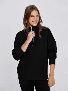 Custom <b>Women's</b> Fall Winter Long Sleeve Pullover <b>Sweatshirts</b> Fashionable <b>Half</b> <b>Zip</b> Casual Essentials Preppy Tops with Stand Collar - Product Image 6