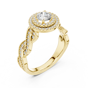Anillo de Compromiso con Halo de Diamantes de Corte Redondo |   Joyería nupcial personalizada de la mejor calidad, joyería nupcial sostenible - Product Image 6
