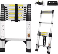 Échelle télescopique en aluminium personnalisée 2026, 3,8 m, avec barre stabilisatrice sécurisée et pieds antidérapants